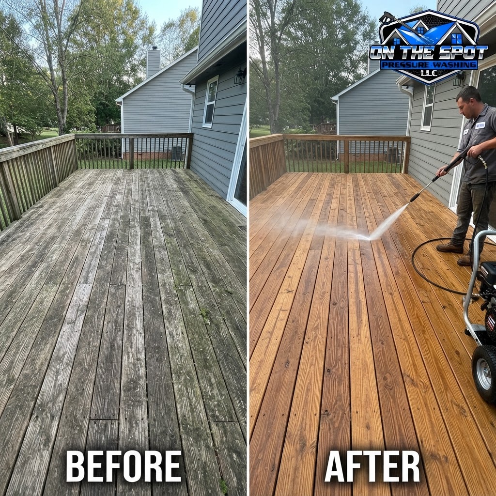 Slimy Deck Algae Soft-Wash Before and After