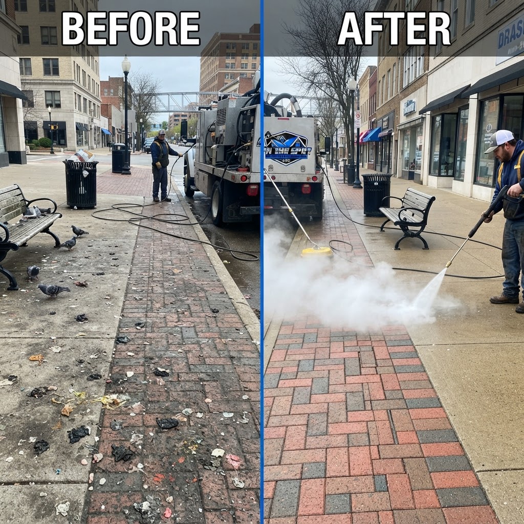 Downtown Sidewalk & Civic Plaza Paver Cleaning