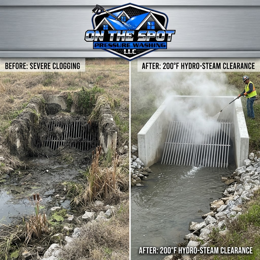 Storm Drain Clearing Before and After