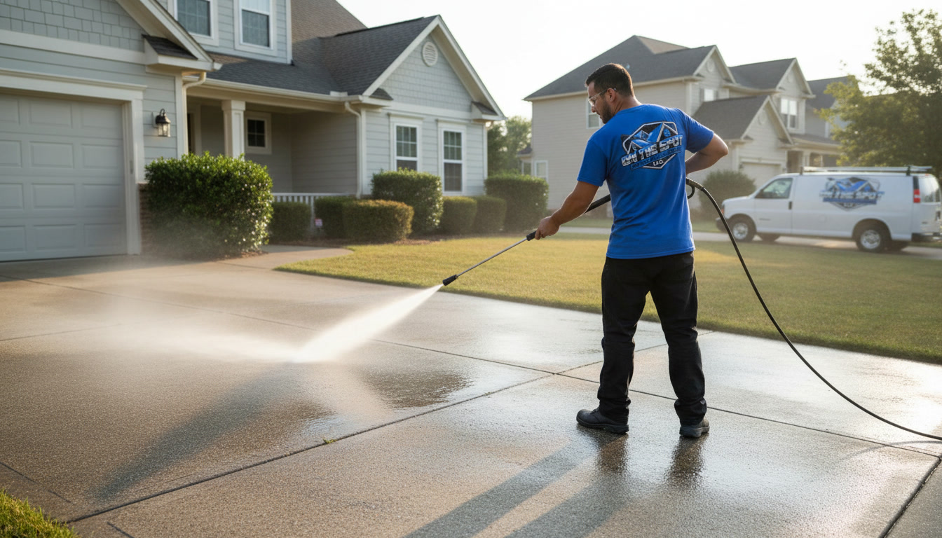 Residential Concrete Driveway Power Washing